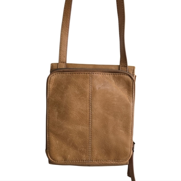 American Leather Co. Tan Leather Crossbody Bag Multiple Pockets - Picture 4 of 7